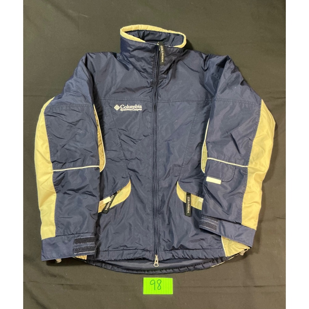 Columbia Sportswear Womens Navy Blue Tan Colorblock Full Zip Winter Jacket Small
